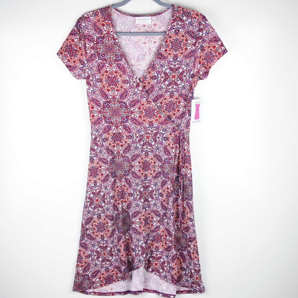 Bobbie Brooks Soft pink purple wrap dress Small